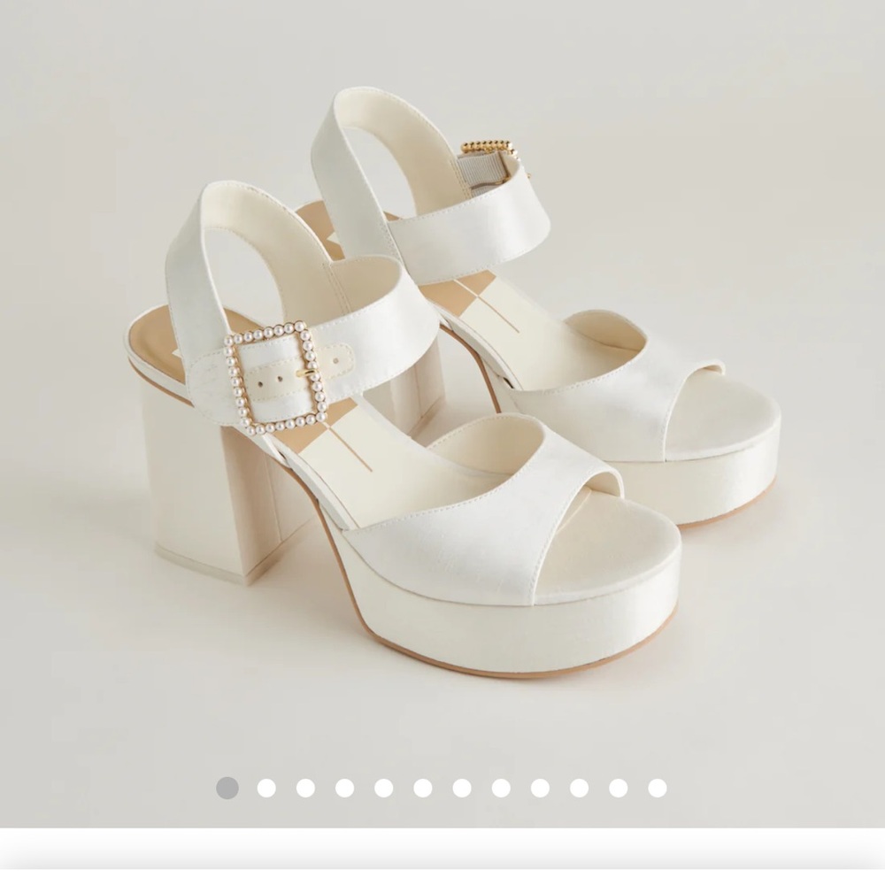 Dolce Vita White Platform Block Heel Sandals